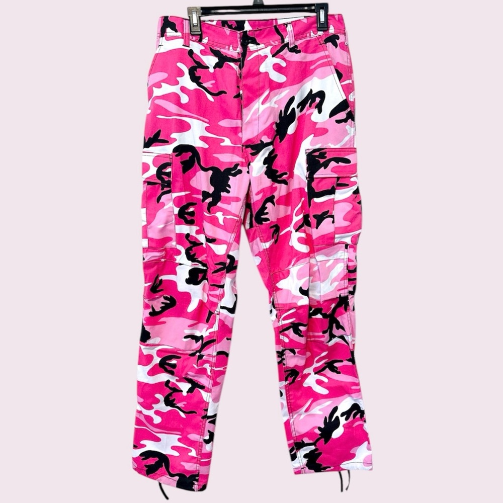 Y2k pink camo cargos